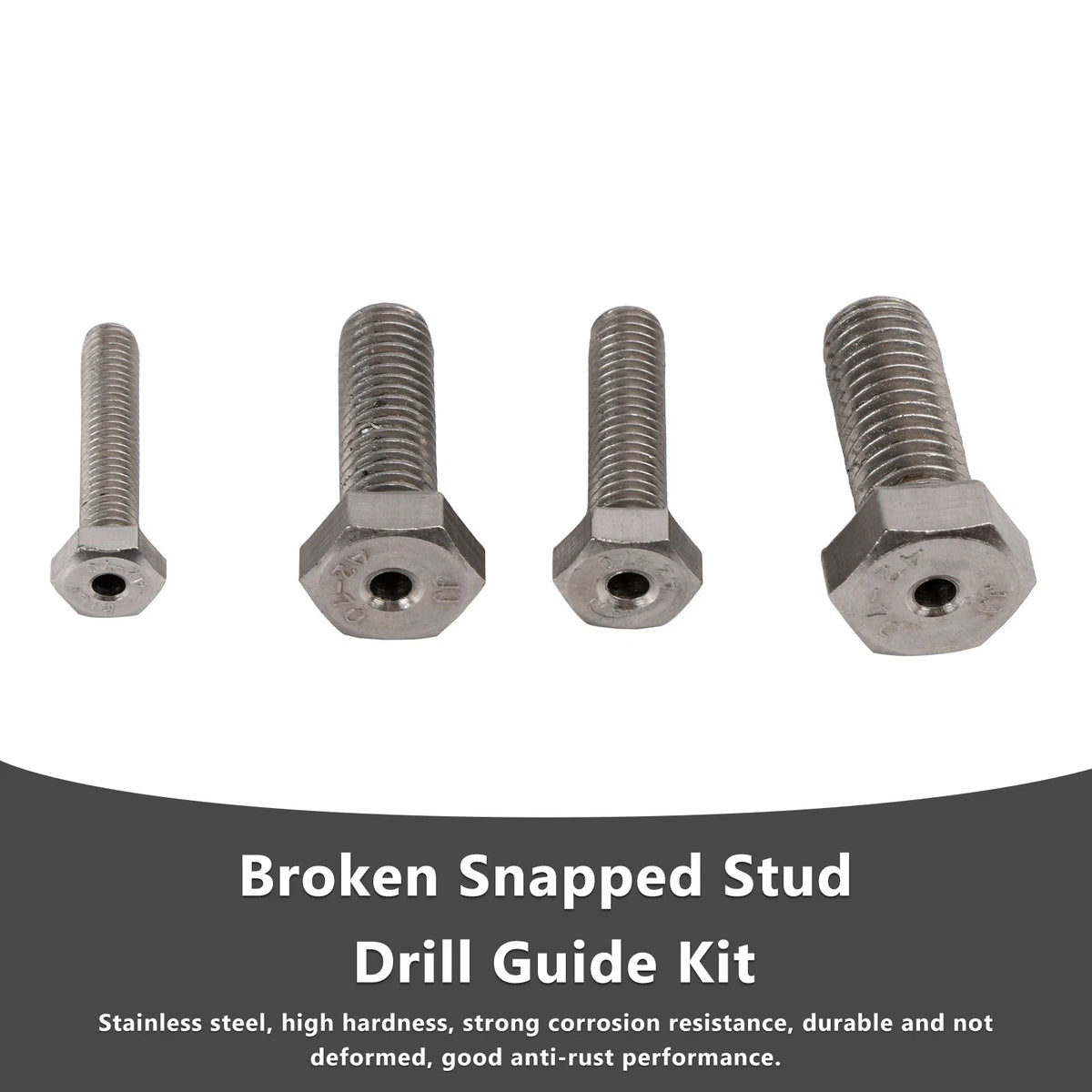 Set of 4 Stainless Steel Broken Stud Drill Guides for M6, M8, M10, M12
