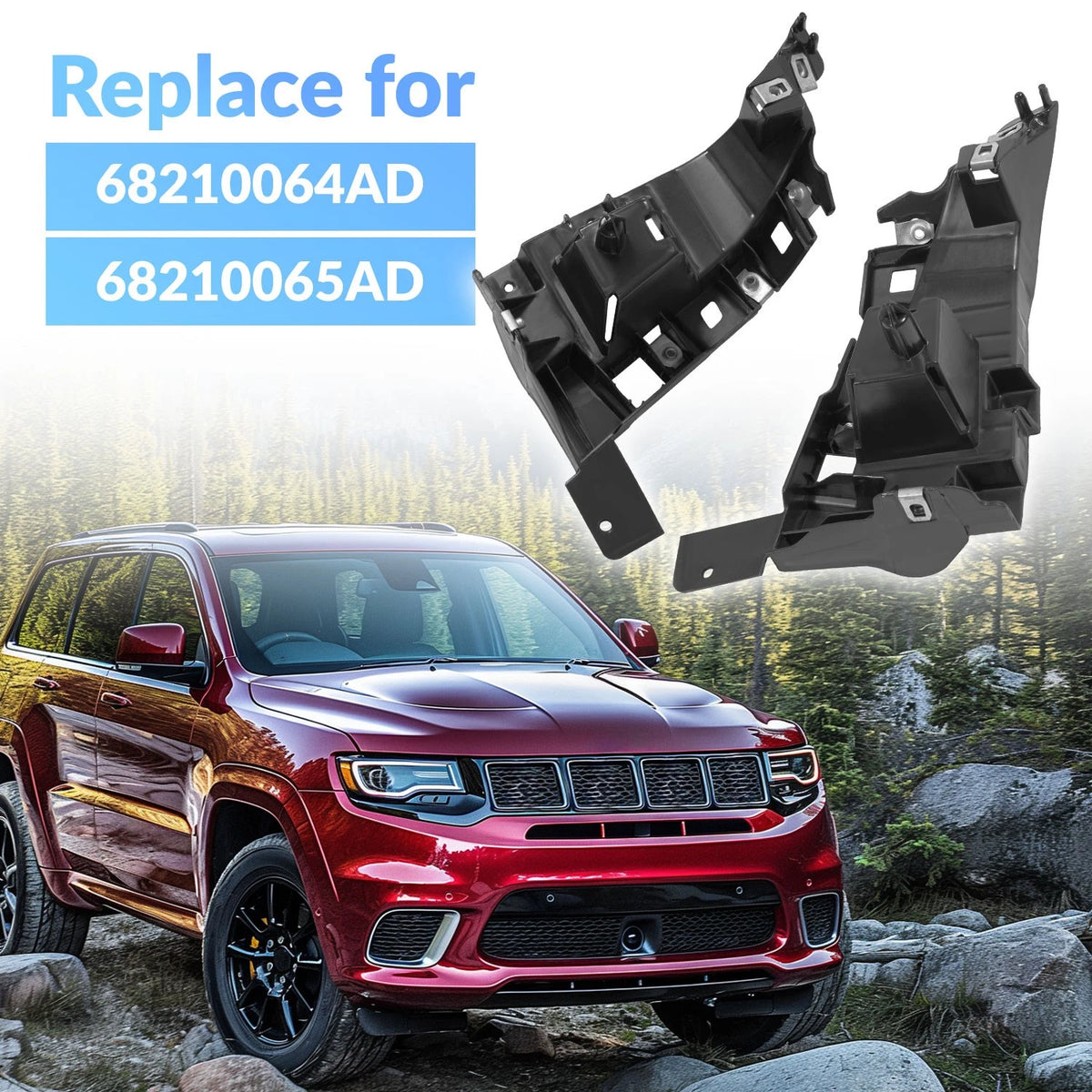 2X Bumper Support Brace Mount Bracket for Jeep Cherokee (2014–2018) CON-A000000789, CH1043108, CH1042108