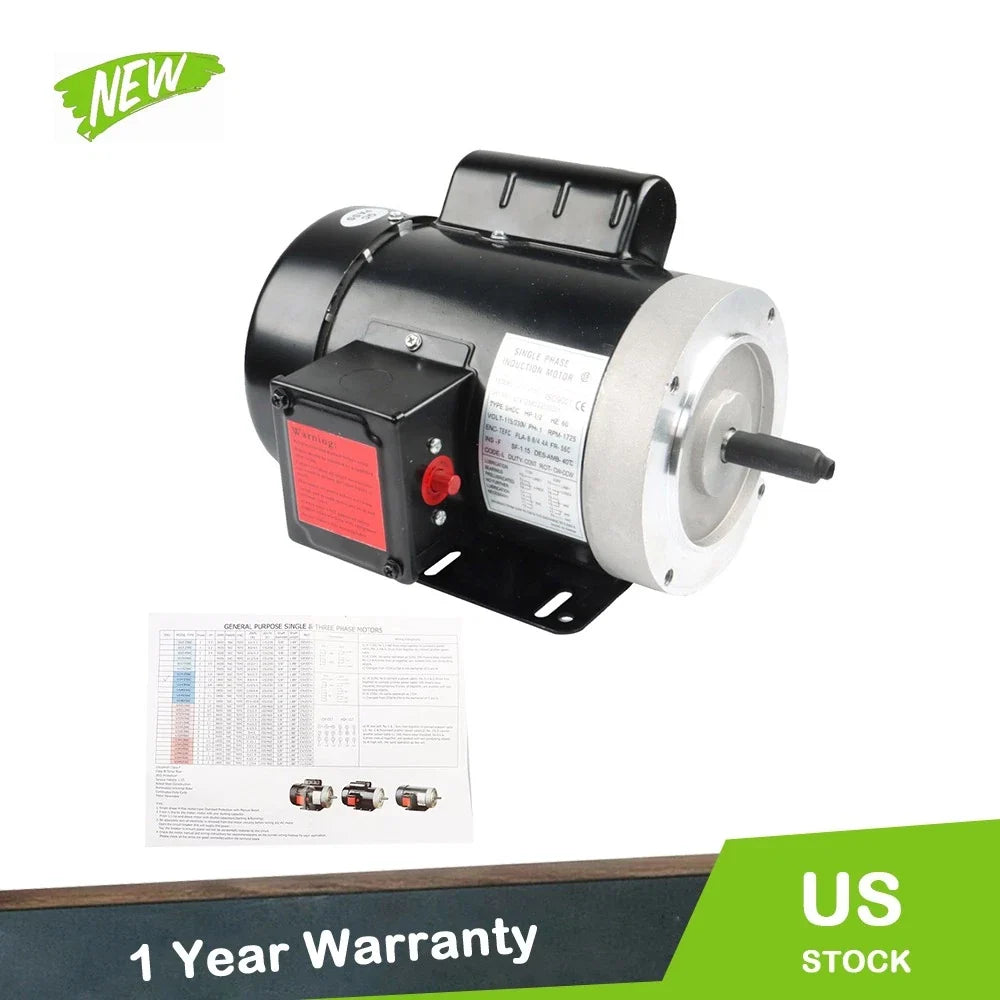 Electric Motor 1/2HP 56C 1725RPM Single Phase TEFC for General Purpose
