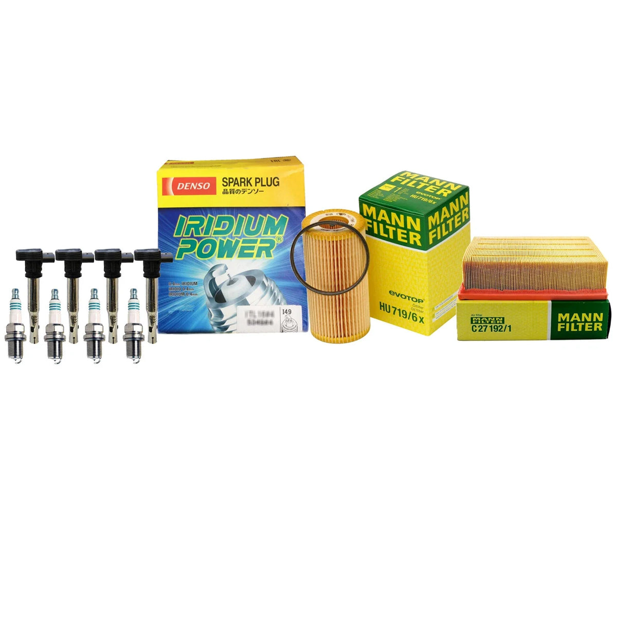 Set of 4 Mann Filters & 4 Denso Iridium Spark Plugs for Audi A4