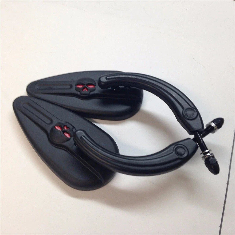 Black Skull Side Mirror for Harley Super Glide Dyna Sportster (2006–2023)