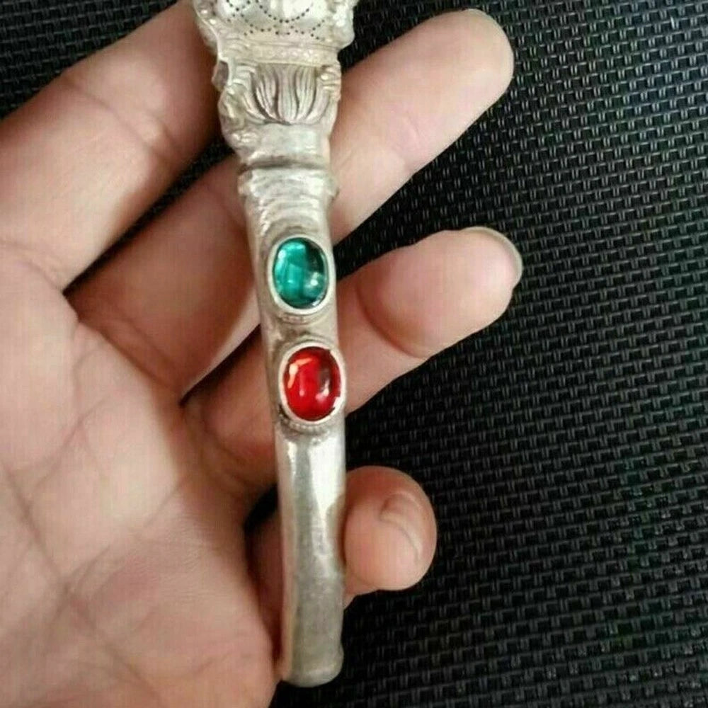 Hand-Carved Dragon Phoenix Inlay Gem Pipe for Smoking Tools