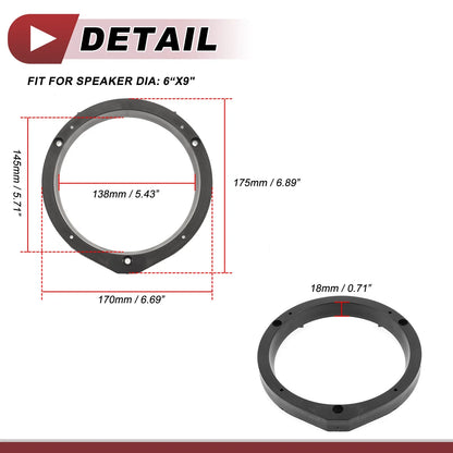 2X Speaker Spacer Ring Adaptor for Honda Accord (2003–2007) 6"x9"