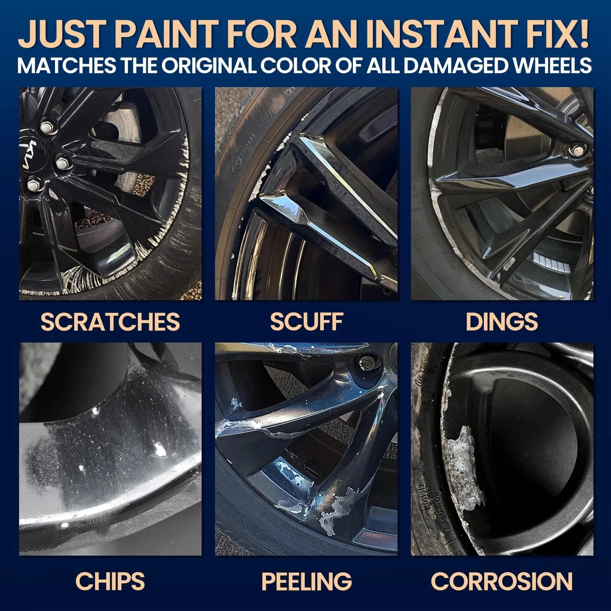Gloss Black Rim Touch Up Paint for Automotive Wheels (Pack of 1)