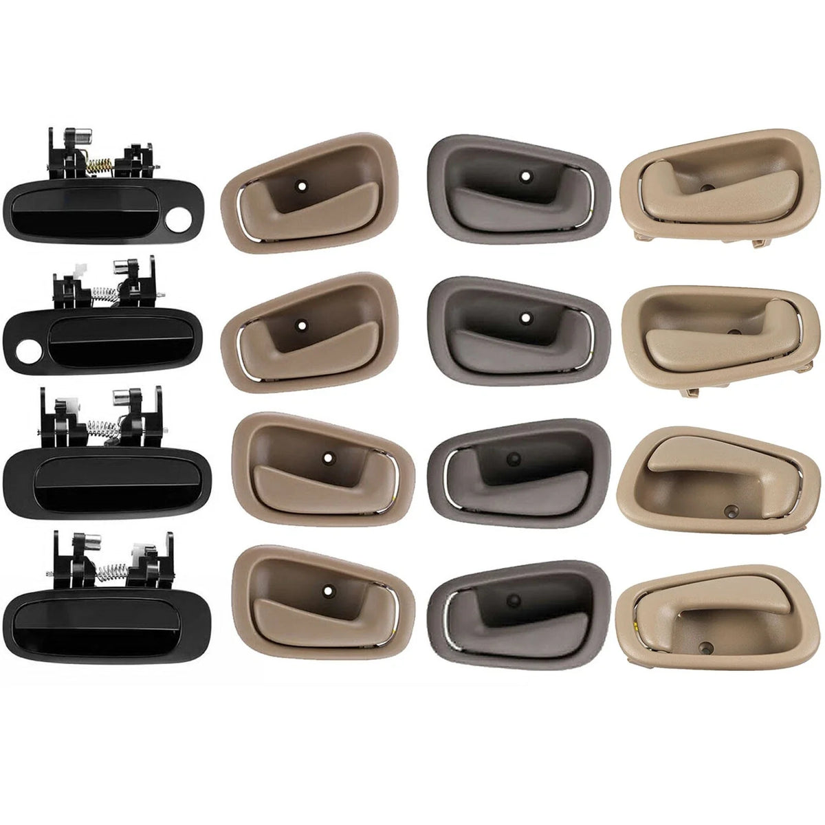Set of 4 Door Handles for Toyota Corolla (1998–2002) - Black/Brown