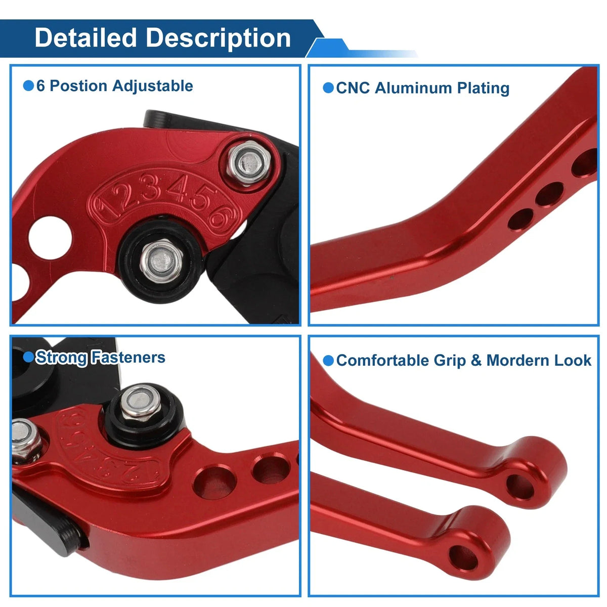 Adjustable Short Brake Clutch Levers for Suzuki GSX-8R (2023–2025) - Red