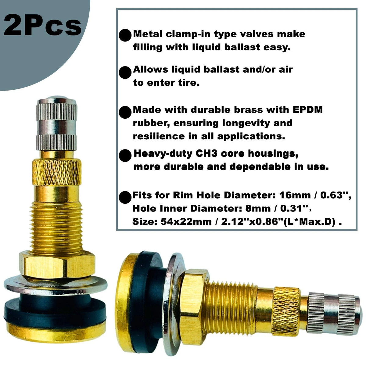 2X TR618A Tire Valve Stems for Tractor (Tubeless Air Liquid)