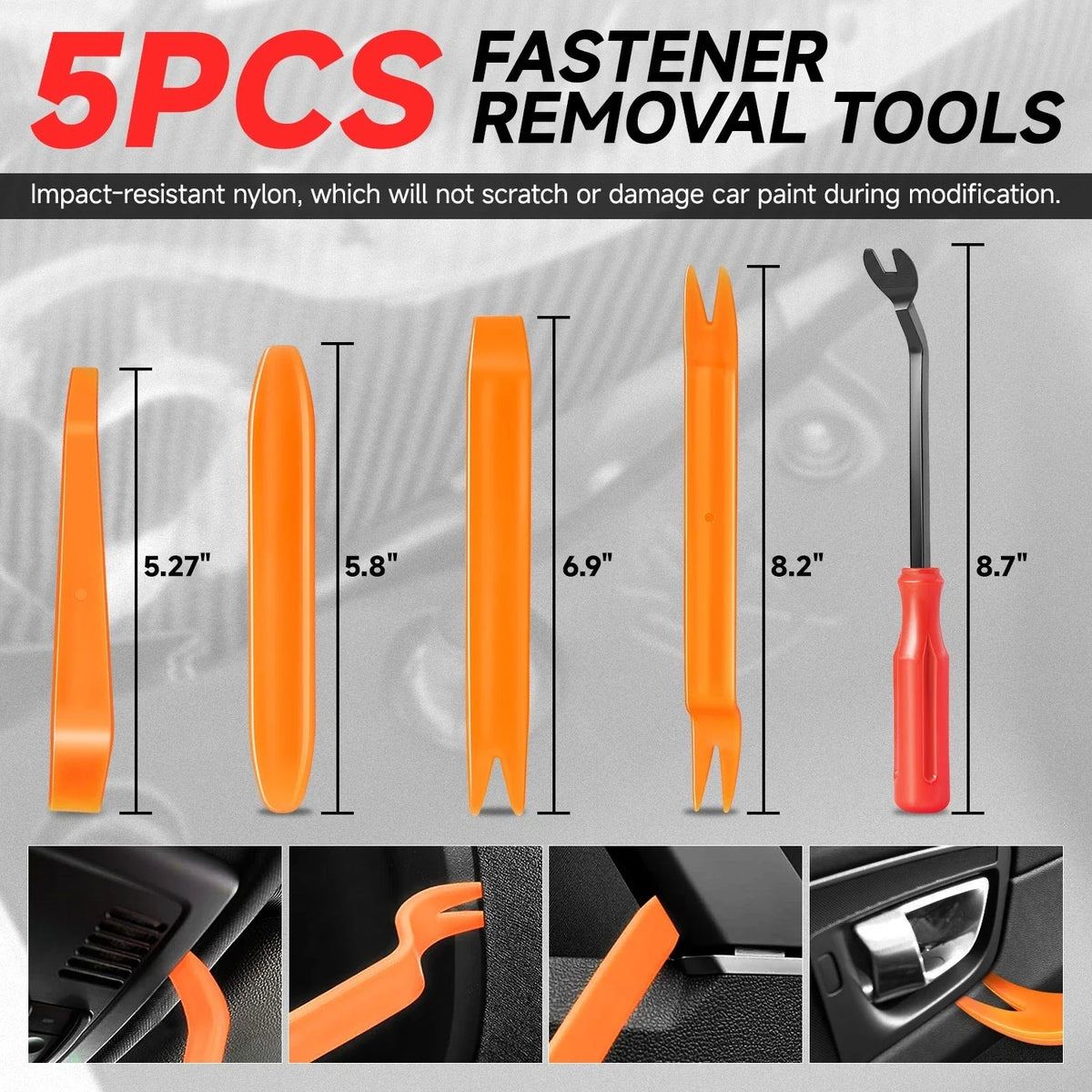 Nylon 635 Retainer Clips + Fastener Removal Tools for 6-10mm Holes