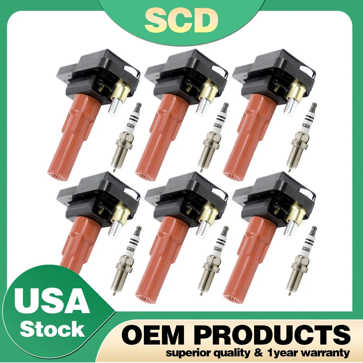 6X Red Ignition Coil & Spark Plug for Subaru Outback B9 Tribeca Legacy (2001–2009)