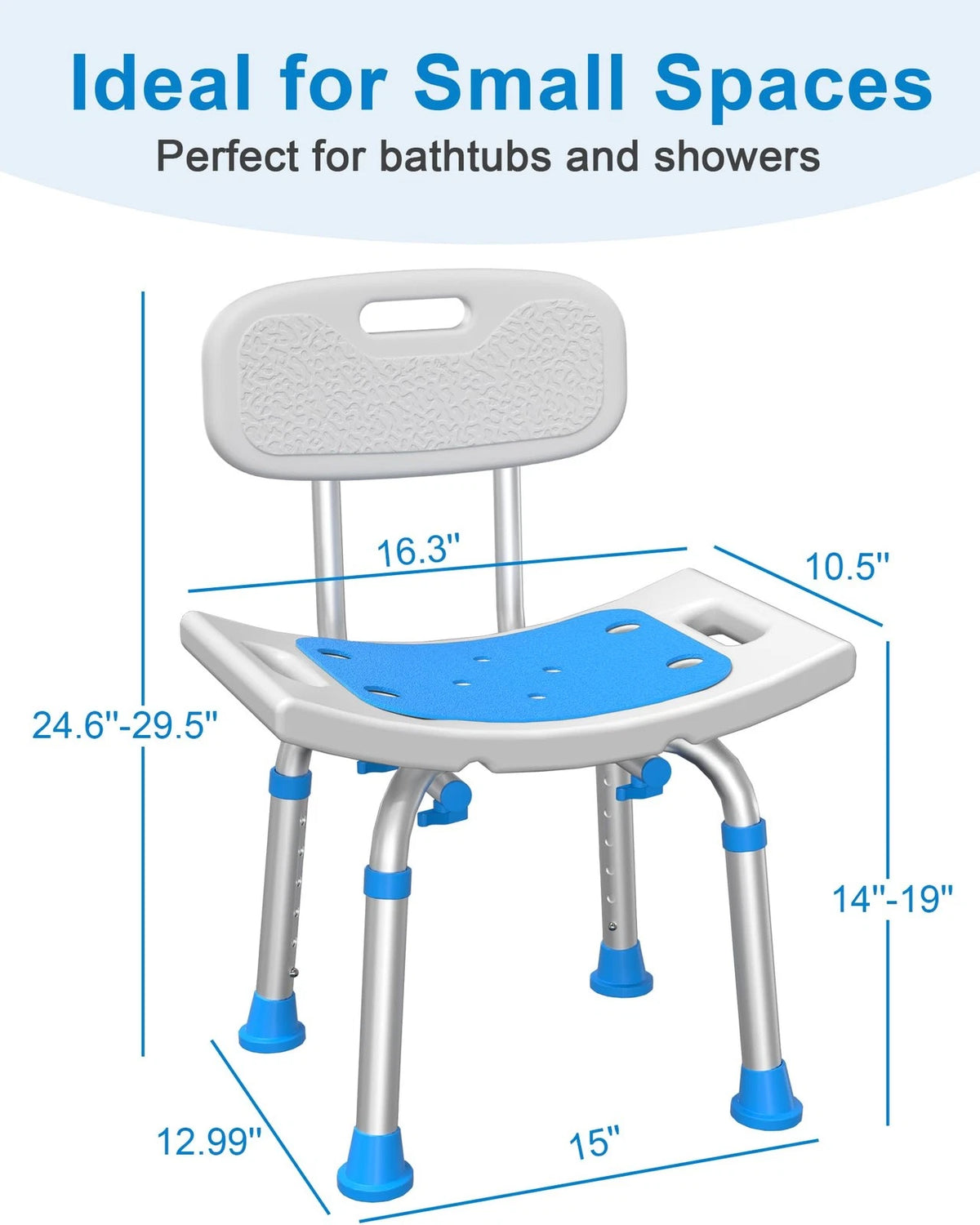 Shower Chair for Inside (400 lbs, Removable Back, White)