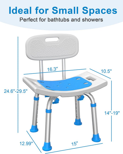 Shower Chair for Inside (400 lbs, Removable Back, White)