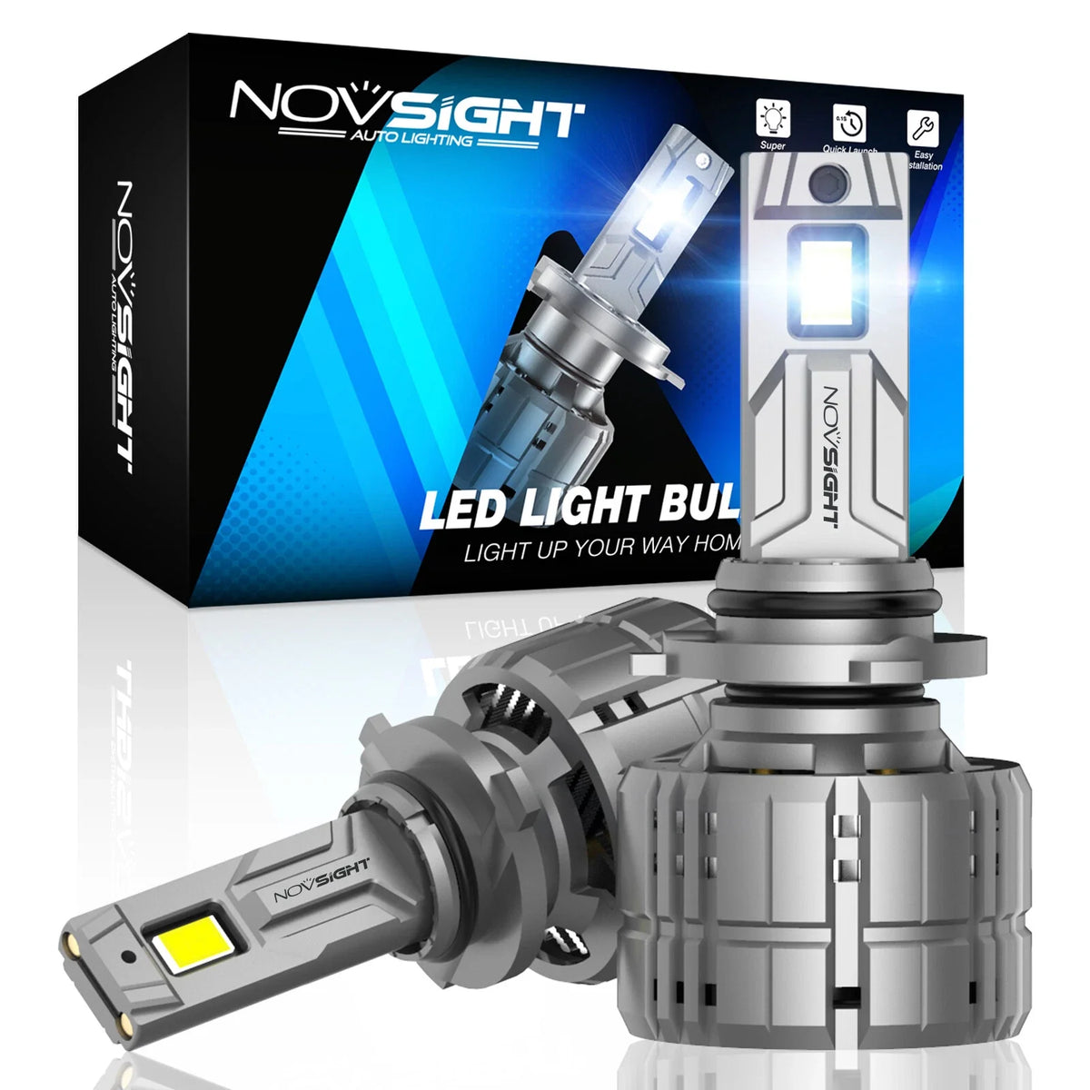 2X 9006 LED Headlight Bulbs for NOVSIGHT (40000LM, 6500K, 200W)