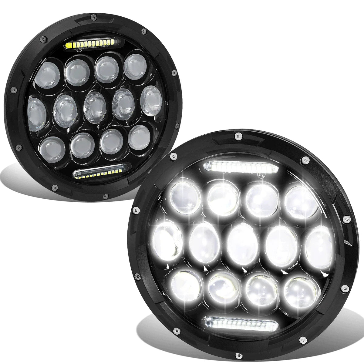 LED DRL Projector Headlights for Jeep Wrangler JK (2007–2018) - Black Housing