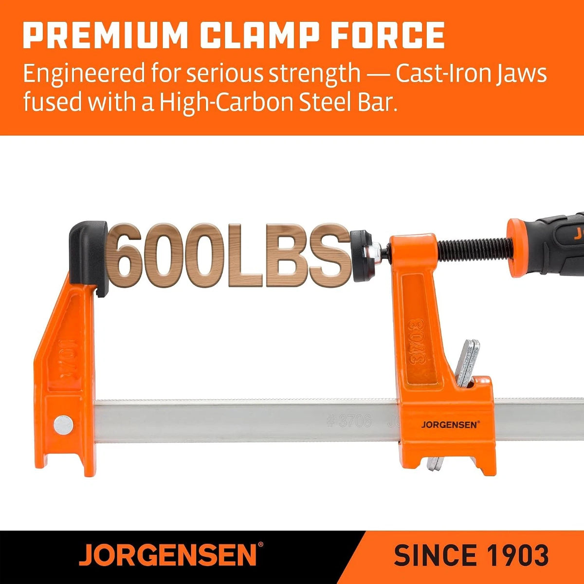 Set of 4 Steel Bar Clamps 6" & 12" Medium Duty F-Clamp