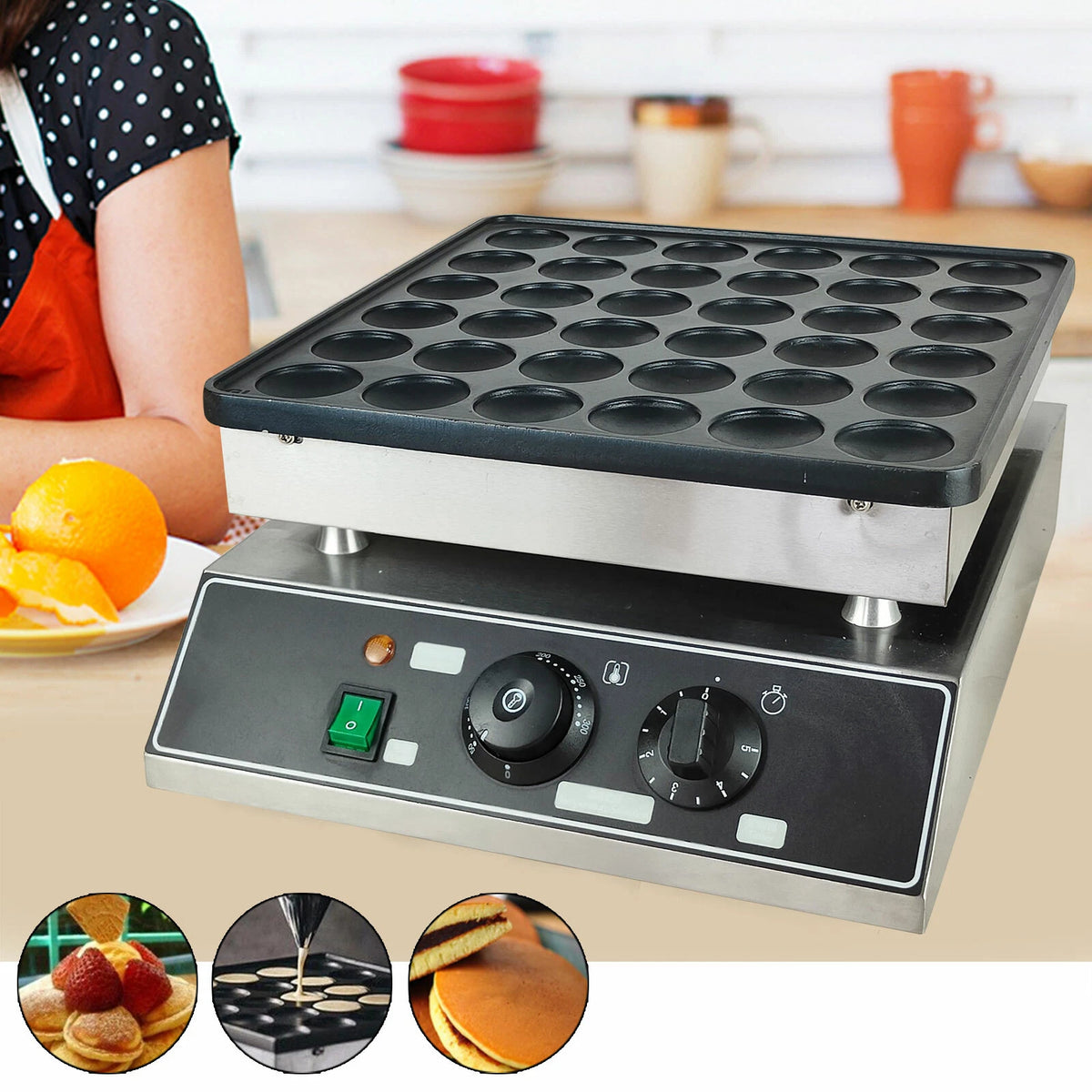Electric Dutch Poffertjes Mini Pancake Baker Maker Machine