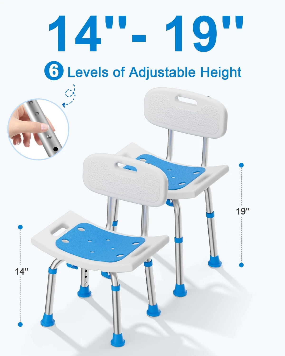 Shower Chair for Inside (400 lbs, Removable Back, White)