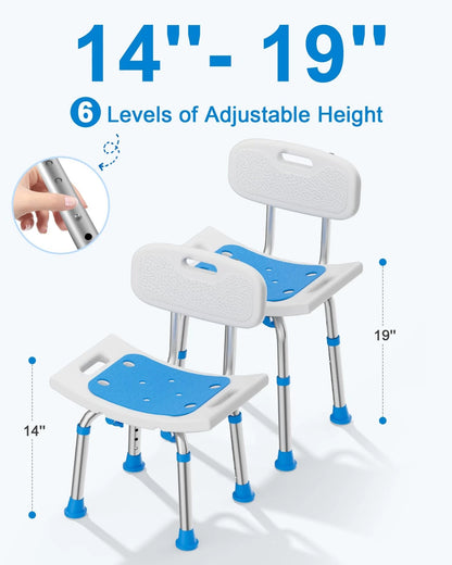 Shower Chair for Inside (400 lbs, Removable Back, White)