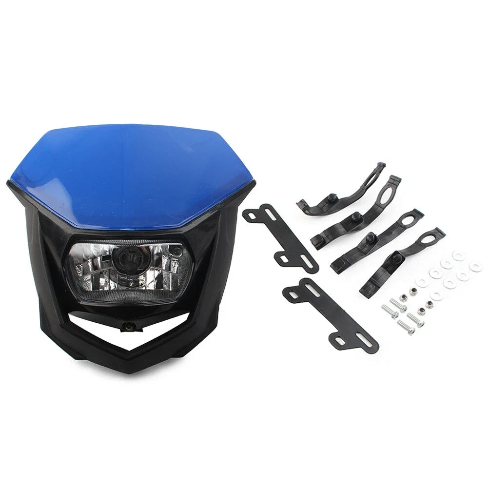 1 Pcs Blue Universal Headlight for Supermoto Dirt Bike (Universal Fit)