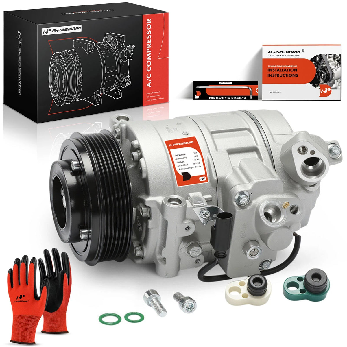 A/C Compressor with Clutch for BMW E90 325i, E92 E93 328i xDrive (2006) - 64509174803, 64526956715, 64529122620, 158357