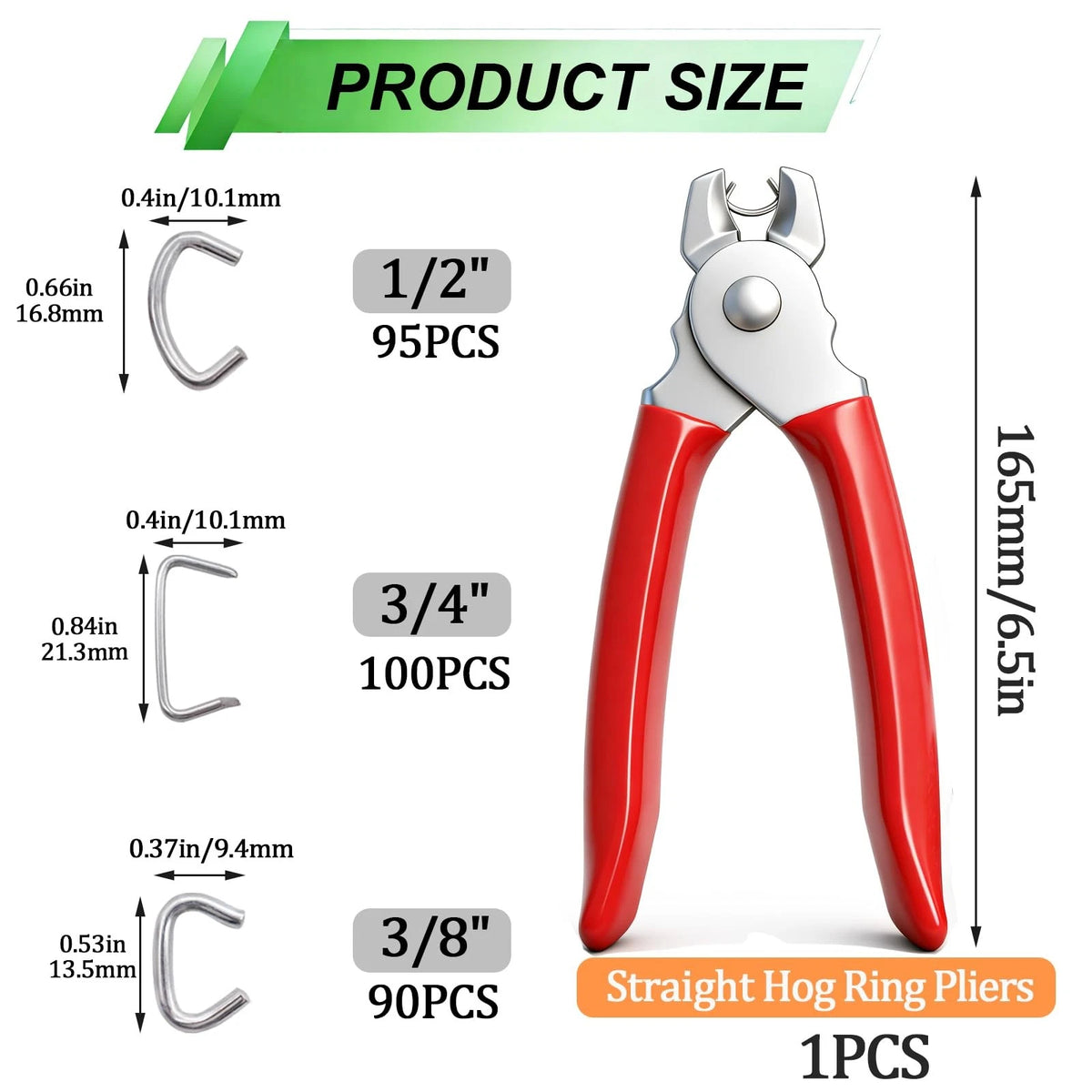 285 pcs Hog Rings Kit with Pliers for Automotive Upholstery Repair