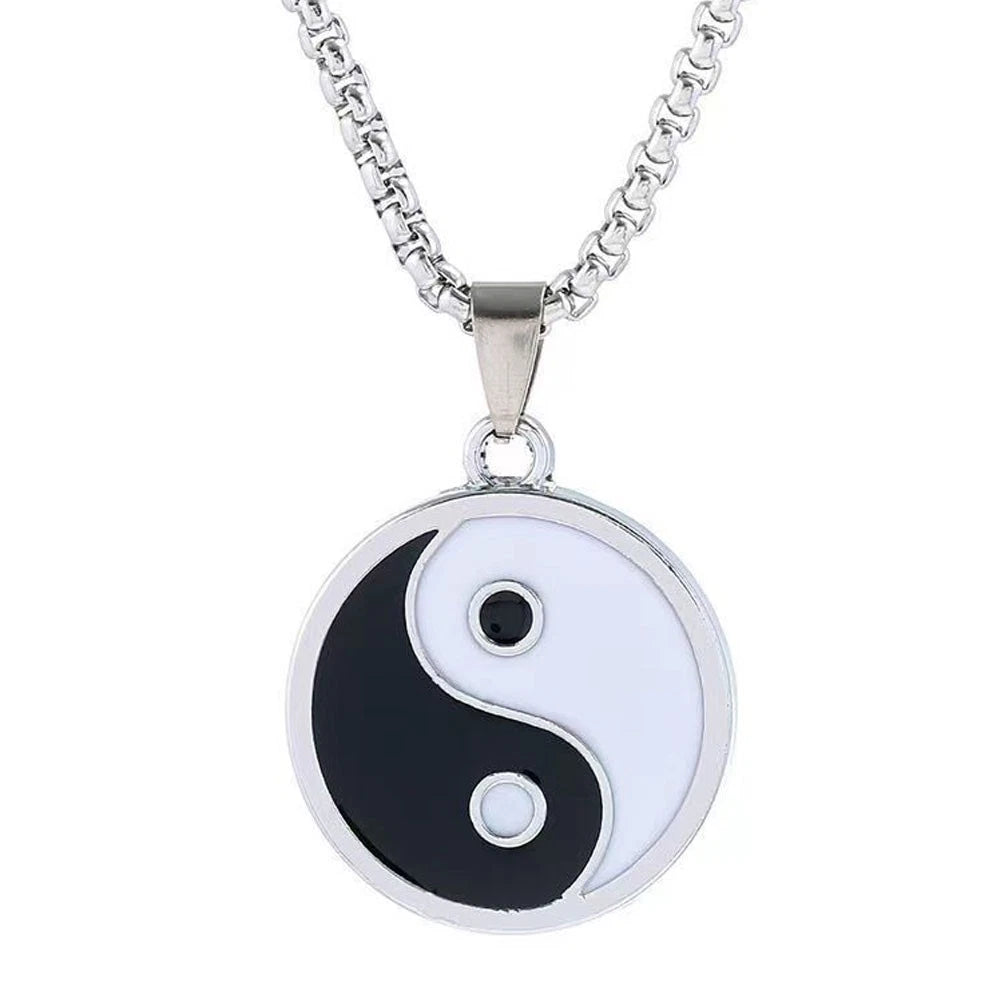 Ying Yang Pendant Necklace for Men - Stainless Steel Protection Amulet