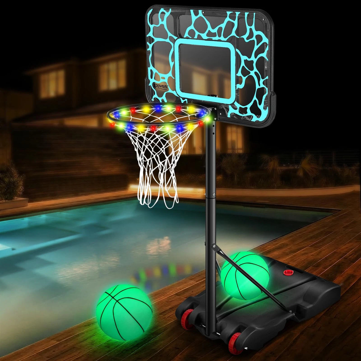 Adjustable Pool Basketball Hoop for Swimming (7 Heights) - Blue