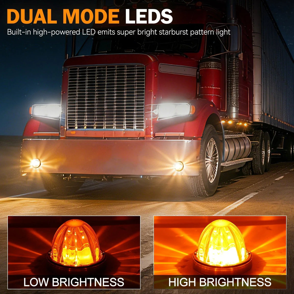 4X Amber/Clear LED Side Marker Lights for Truck Trailer