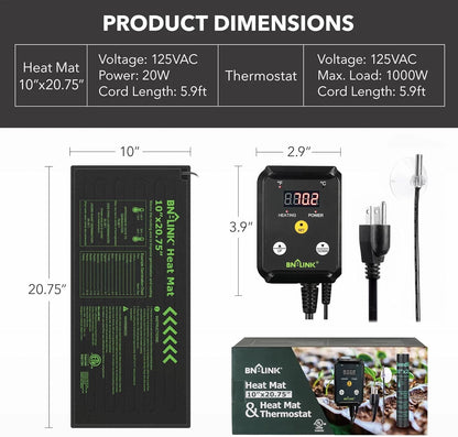 Heat Mat with Digital Thermostat for Seedlings (Combo Set)