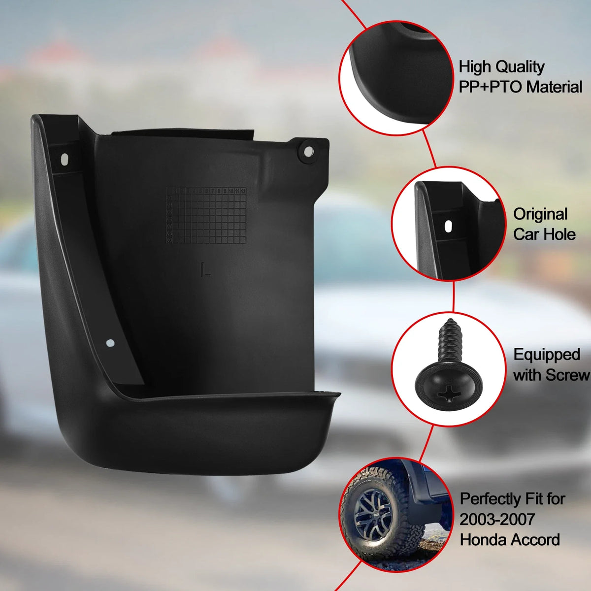 Mud Flaps Guards for Honda Accord Sedan 2003–2005 (2.4L, 3.0L) Front Rear 4PCS