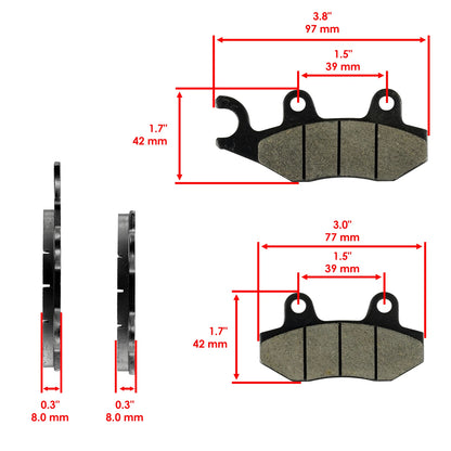 Set of 4 Brake Pads for Yamaha Rhino 700 (2008–2013) MP103AA2007, 3TU-W0045-00
