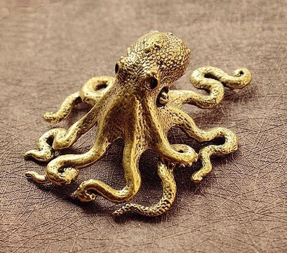2Pcs Brass Octopus Sculpture for Home Decor