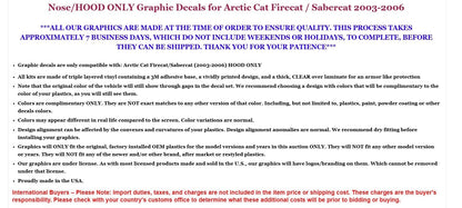 SLED Graphic Hood Decals for Arctic Cat Firecat/Sabercat (2003–2006)