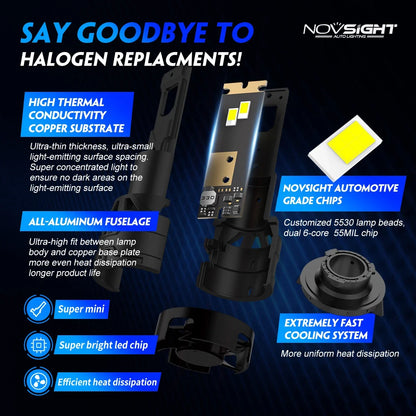 H13 LED Headlight Conversion Bulbs Kit 6500K White 60W 13000LM for