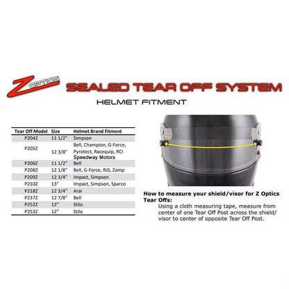 Set of 3 Z Optics P206Z Sealed Helmet Tear Offs 11-1/2 In