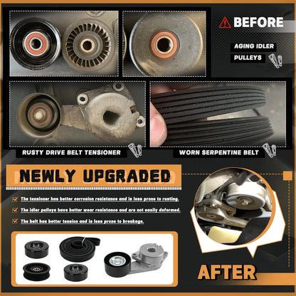 Serpentine Belt Drive Kit Tensioner & Idler Pulley for Ford Expedition