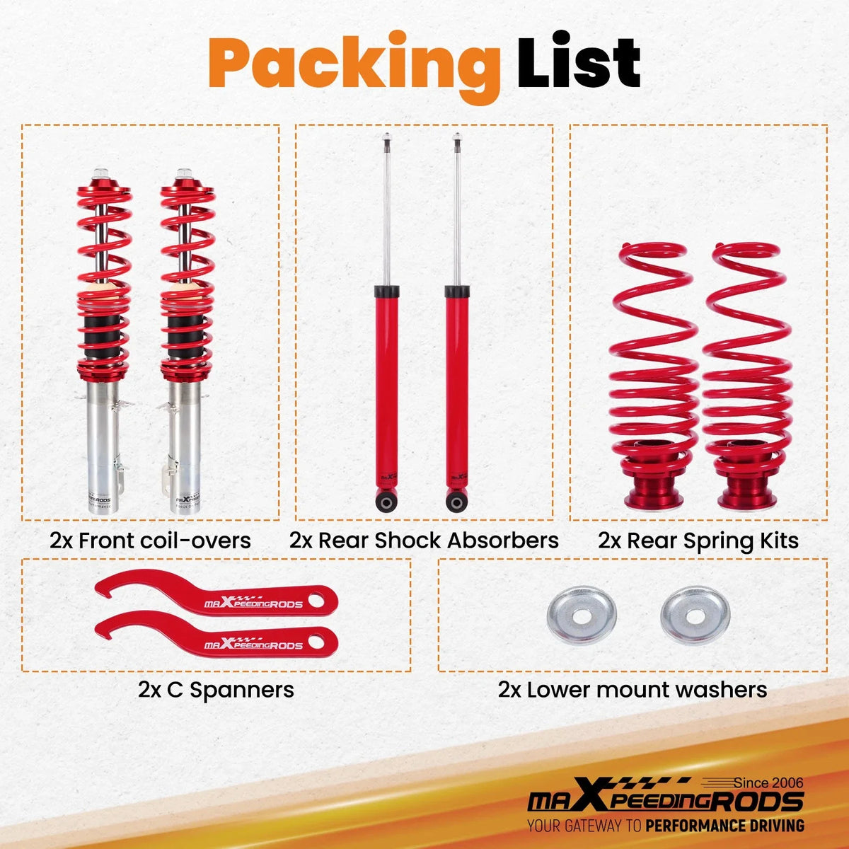 Adjustable Coilover Lowering Kit for VW Jetta Golf MK4 (1998–2007)