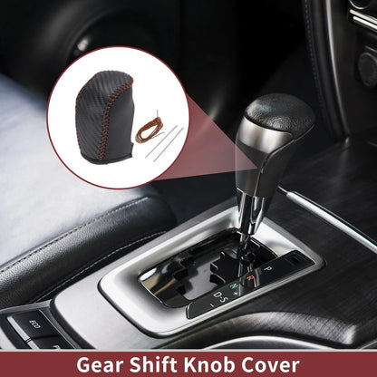 1 Pc Gear Shift Knob Cover for Hyundai Sonata (2011–2014) Black Brown Faux Leather