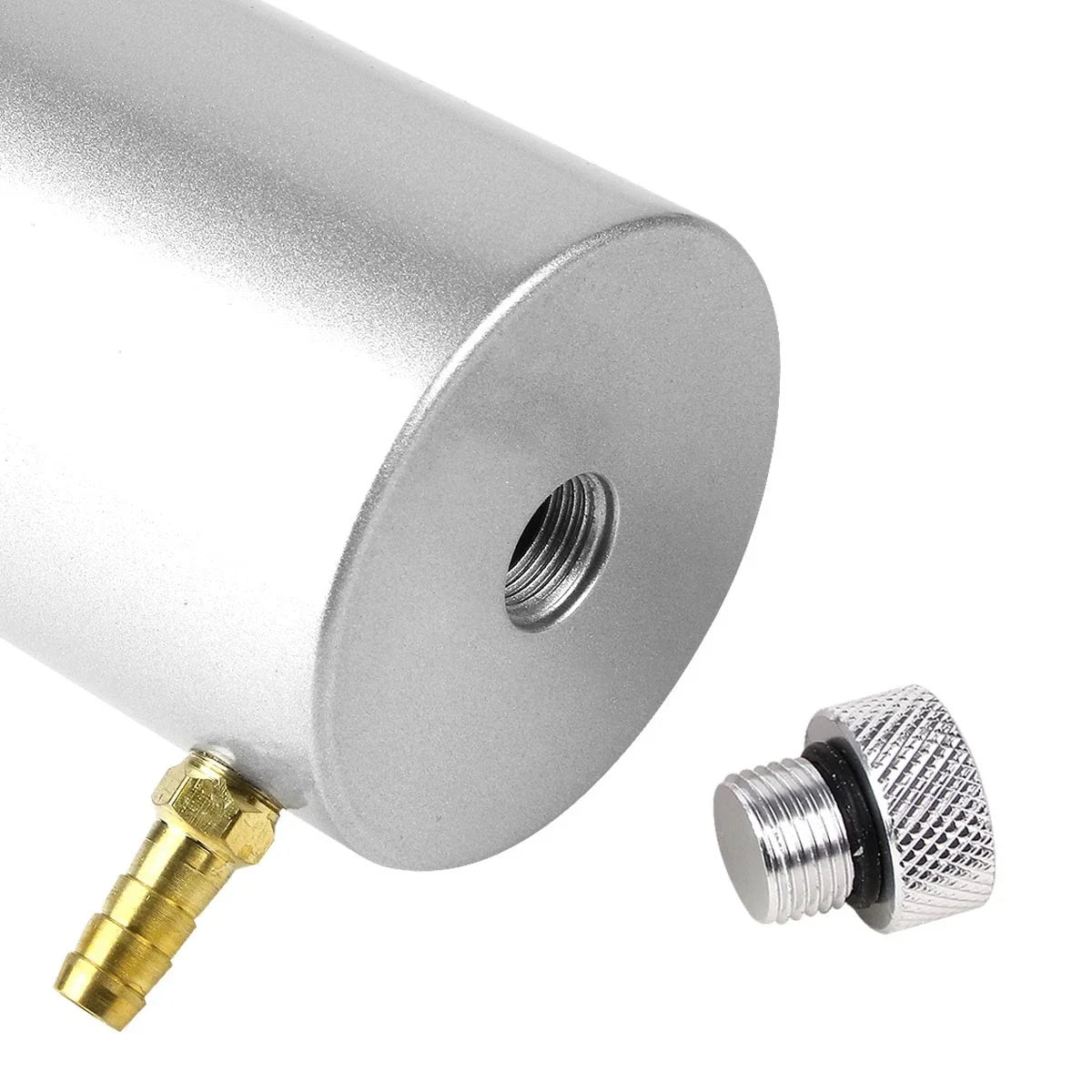 Aluminum Oil Catch Reservoir Can + Cap for Racing (7.25" x 2.7") Chrome
