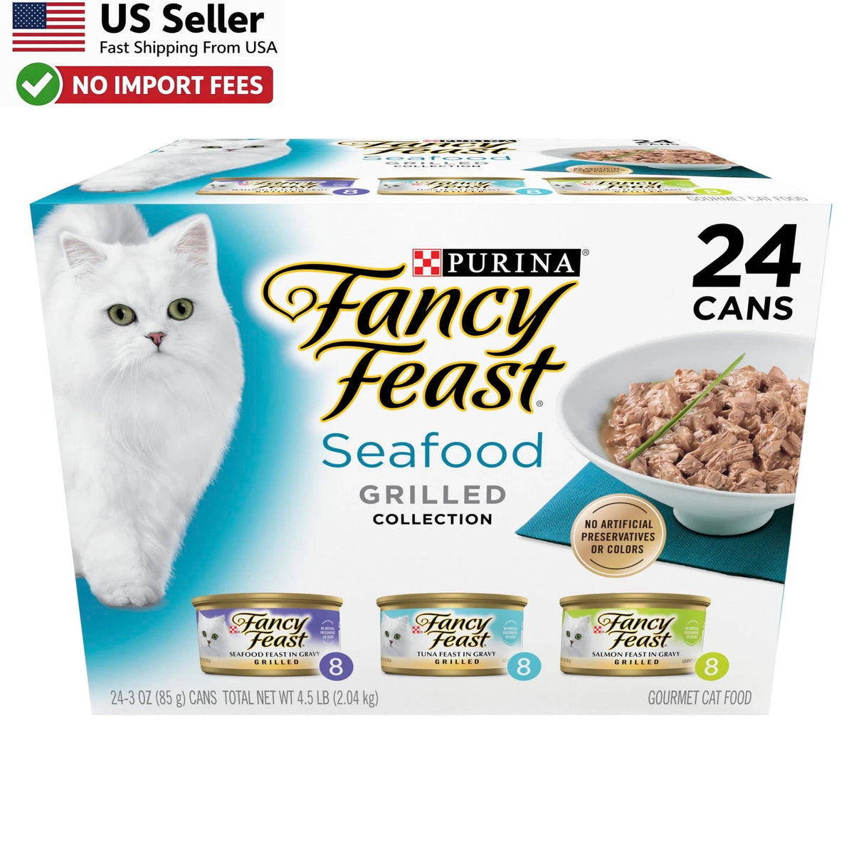 24 Pack Purina Fancy Feast Grilled Seafood Collection Wet Cat Food
