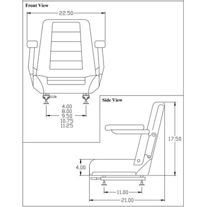 Charcoal Gray Seat for 907 Series (10.69-Inch Wide Mounting)