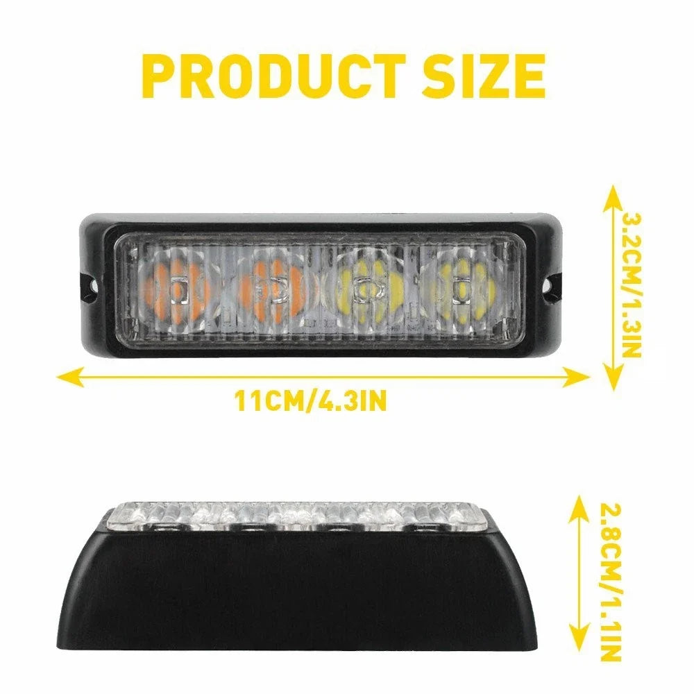 4X Amber/White LED Emergency Beacon Strobe Light for Truck Car