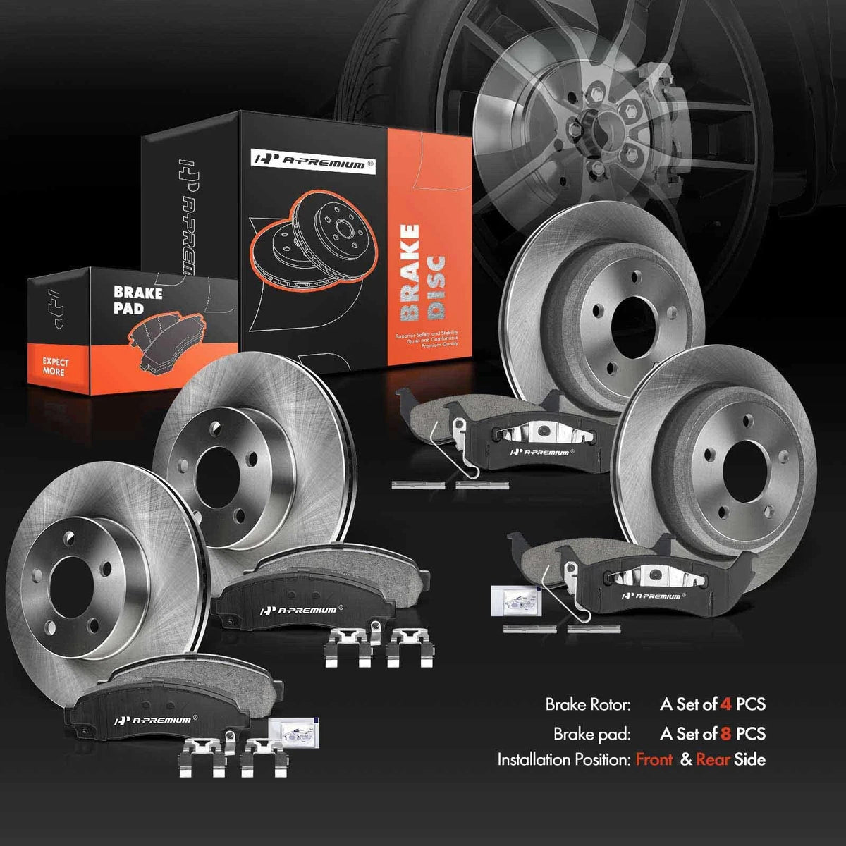 Set of 4 Disc Brake Rotors & Ceramic Pads for Ford Ranger (2010–2011)