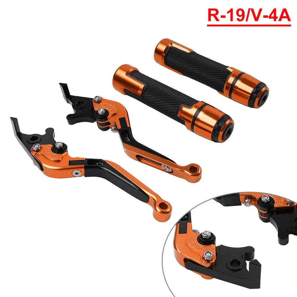 Orange Extendable Brake Clutch Lever Grip Set for Yamaha YZF R1 (2009-2014)