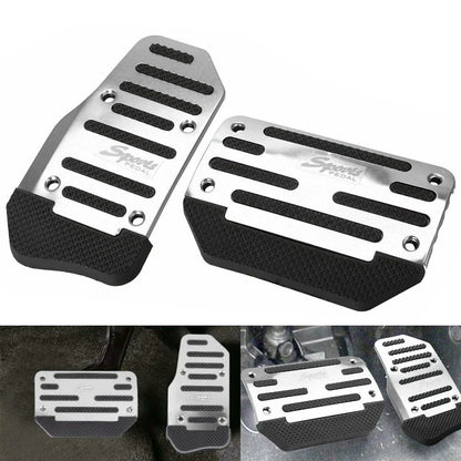 Universal Non-Slip Brake and Accelerator Pedal Covers for Cars (Silver)