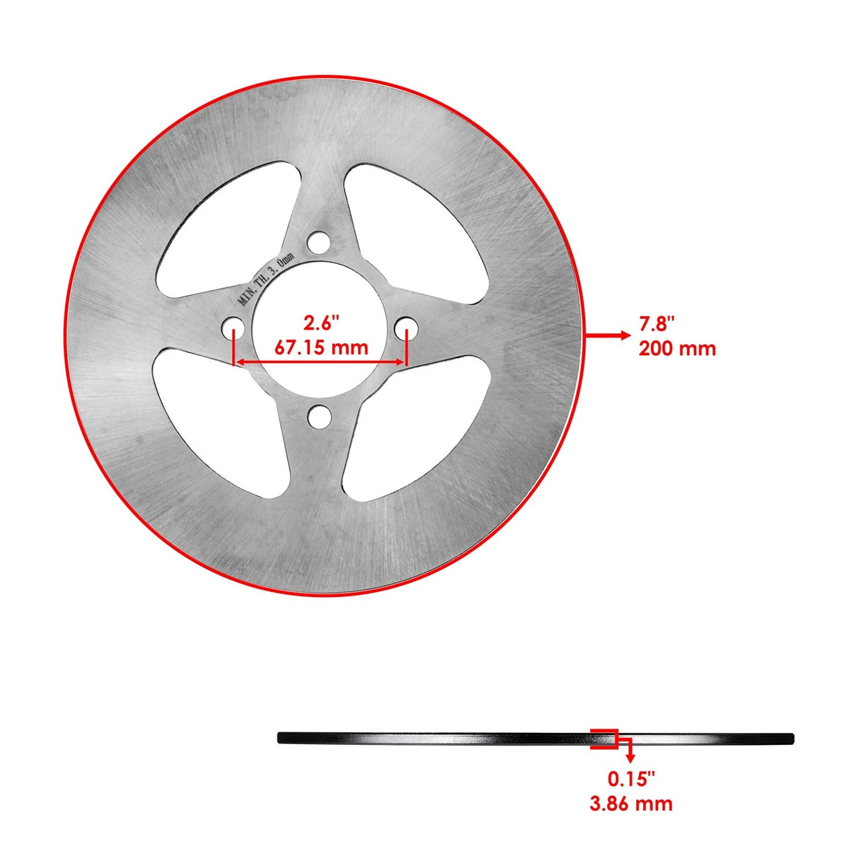 Rear Right Brake Disc with Pads & Bolts for Yamaha Raptor 350 (2004–2013) DS115AA2010