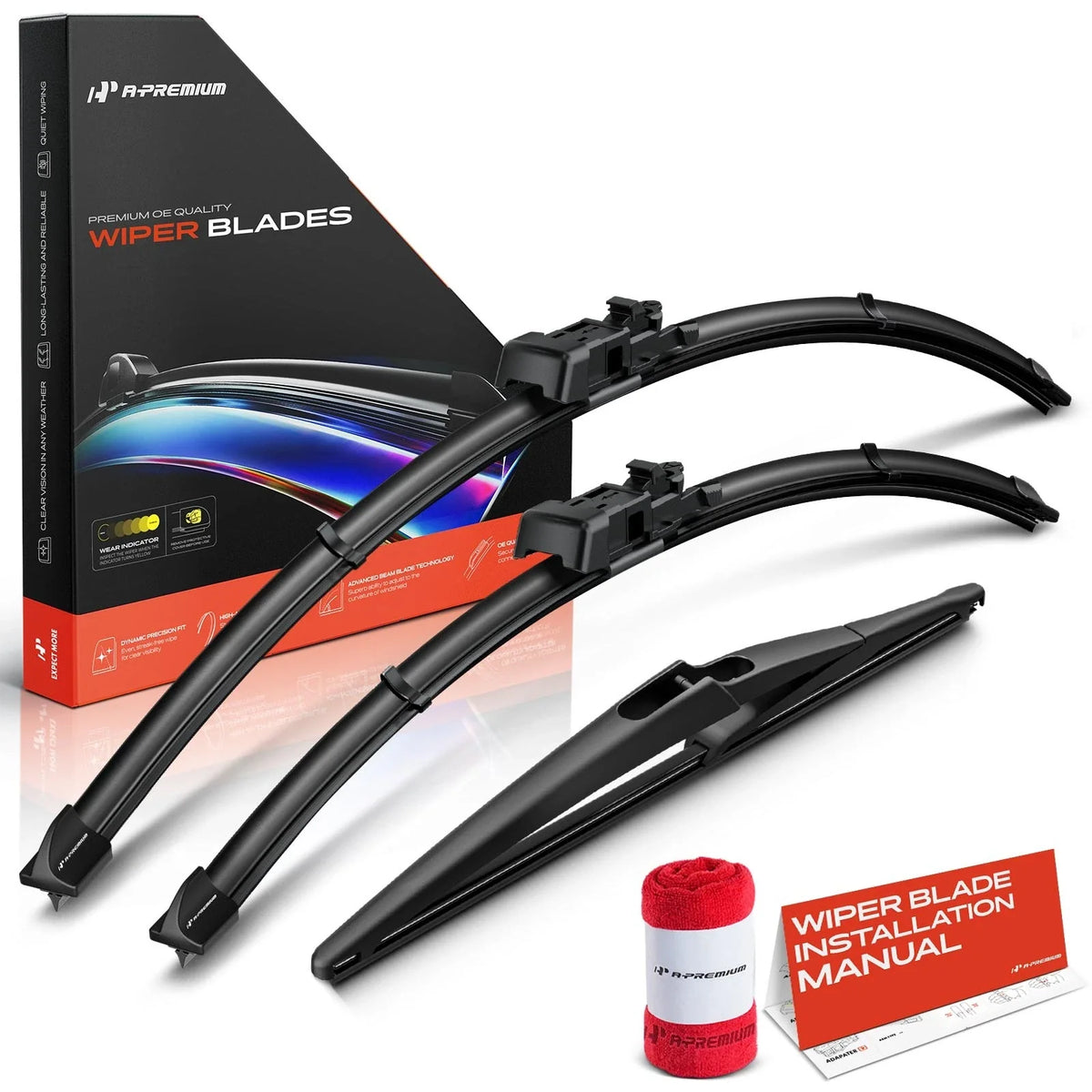 Set of 3 Windshield Wiper Blades for Mercedes GL550 GLS450 (2013–2019)