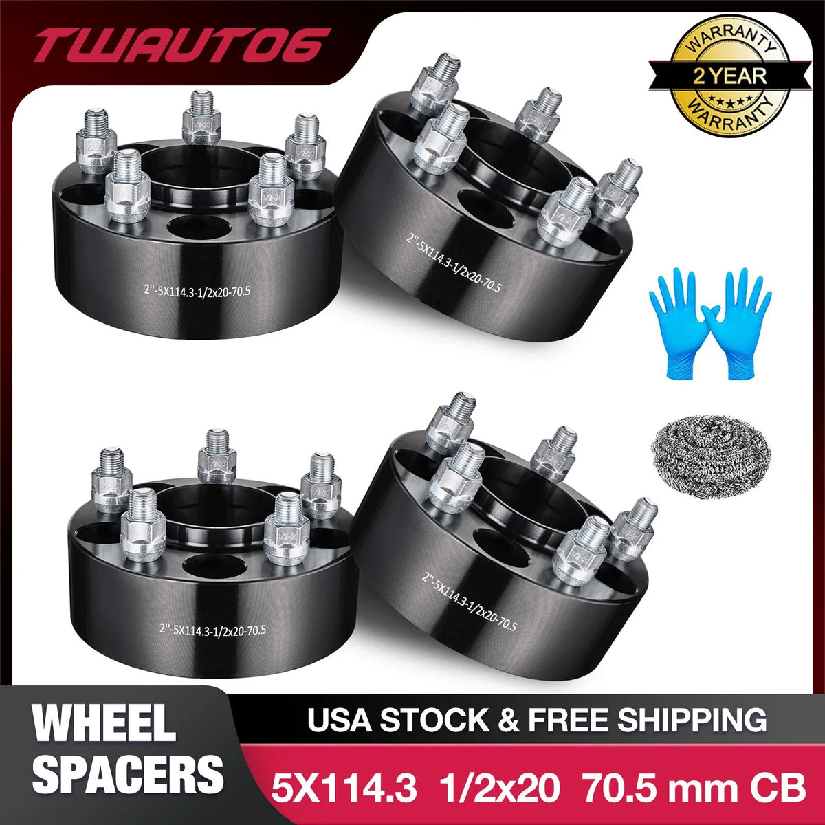4PCS 2'' Hubcentric Wheel Spacers for Ford Ranger Explorer Mustang (2012–2024)