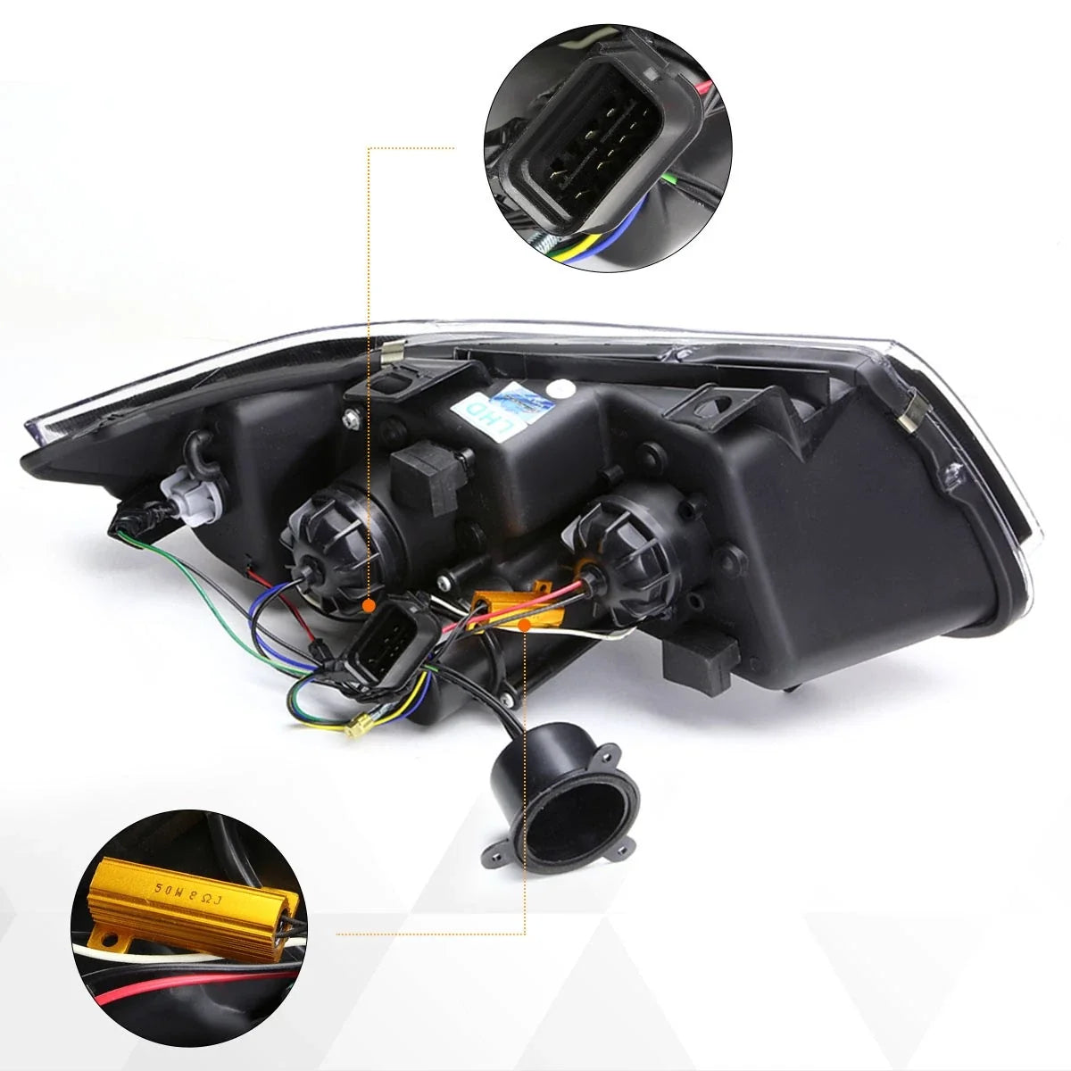 LED 3D Crystal U-Halo Projector Headlight for BMW E90 3-Series (2005–2008)