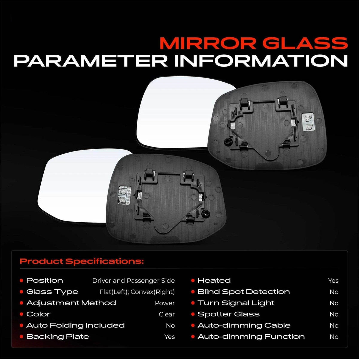 Power Mirror Glass Set for Honda Civic (2012–2013) - Heated, HO1324113, 76253TR4C11, 76253TR0305, 76253-TR3-A31