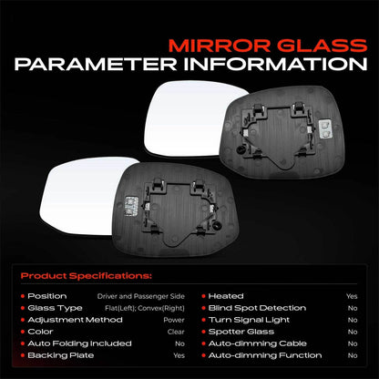 Power Mirror Glass Set for Honda Civic (2012–2013) - Heated, HO1324113, 76253TR4C11, 76253TR0305, 76253-TR3-A31